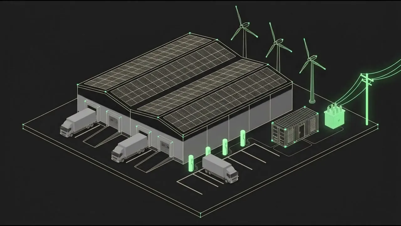 CaaS — Elektrische Lkw-Flotte, Depot-Ladeinfrastruktur und Energieflüsse im Überblick